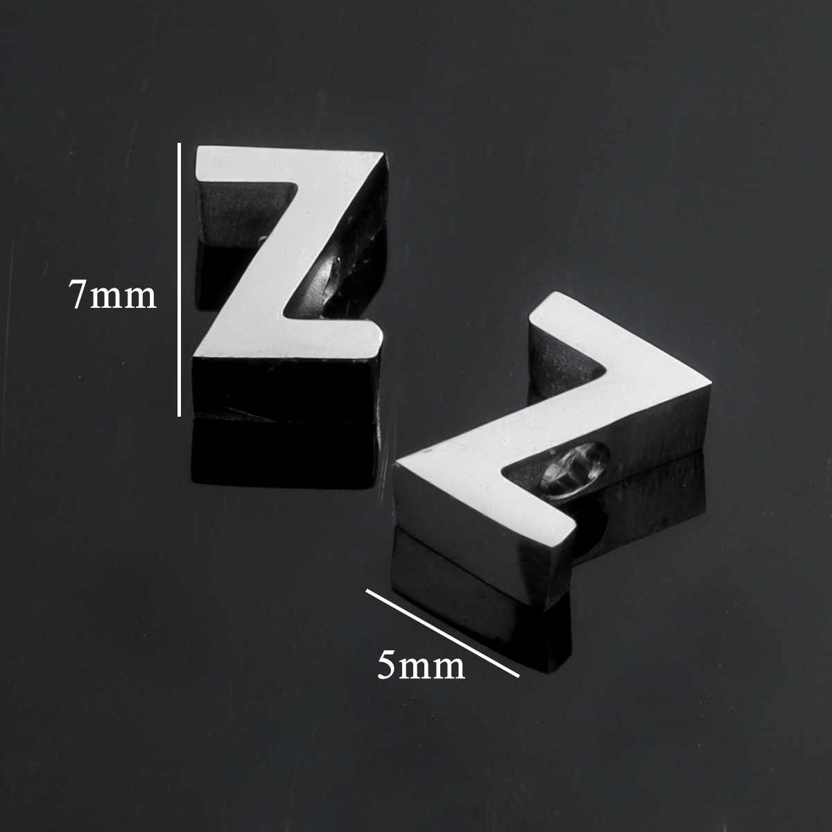 Silver color / 1 Piece Simple Casual Style Letter Z Shape Stainless Steel Unisex Pendant Picture26